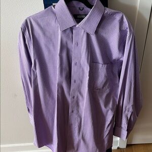 Kenneth Cole Men's Purple Checkered Dress Shirt